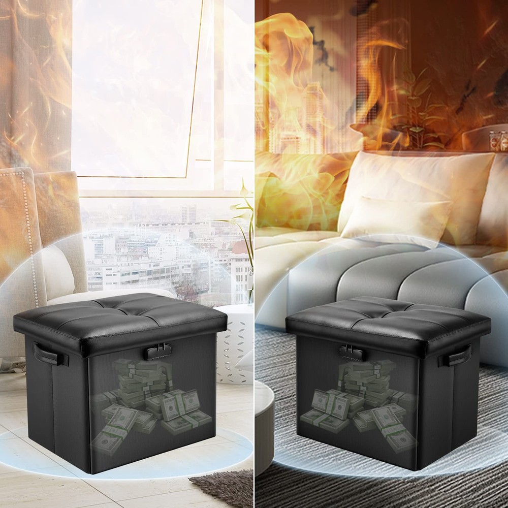 Storage Ottoman with LockFireproof Folding Ottoman Foot Rest Stool Storage Ch...