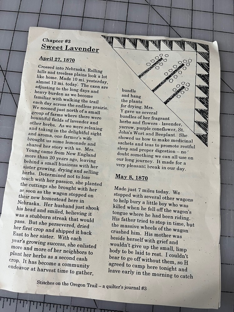 Stitches On The Oregon Trail Quilt Kit Patterns Fabric Instructions Chapter 3