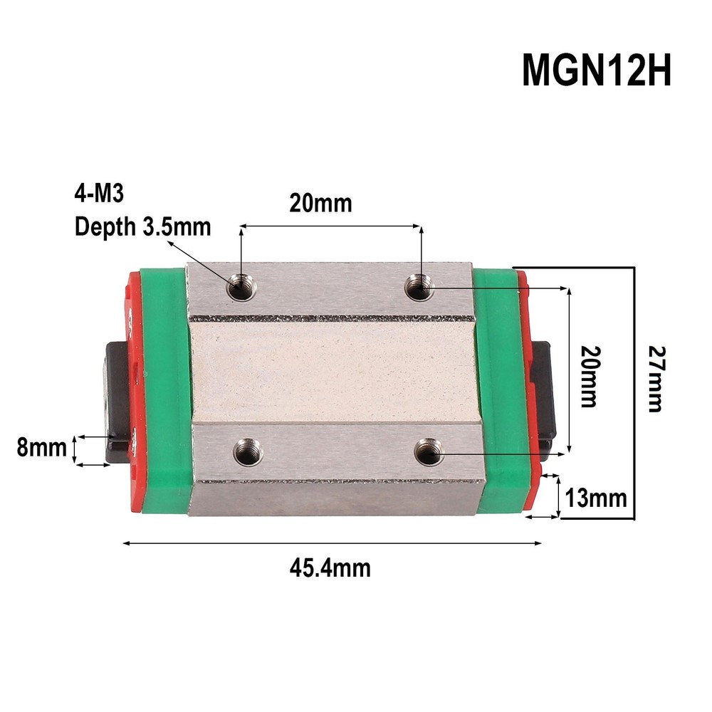 MGN12H Carriage Block Linear Rail Block Long Block For MGN12 Linear Rail Guide