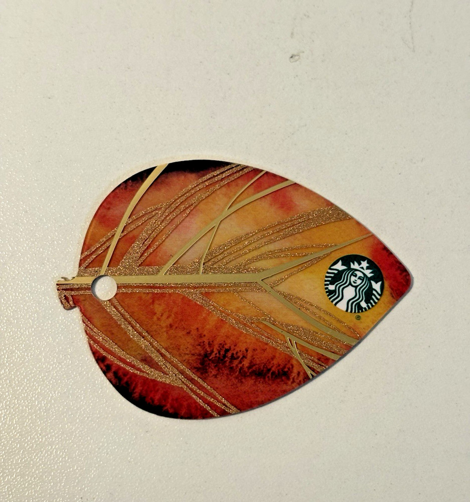 2015 Starbucks Coffee Used Gift Card Plastic Fall Orange Leaf