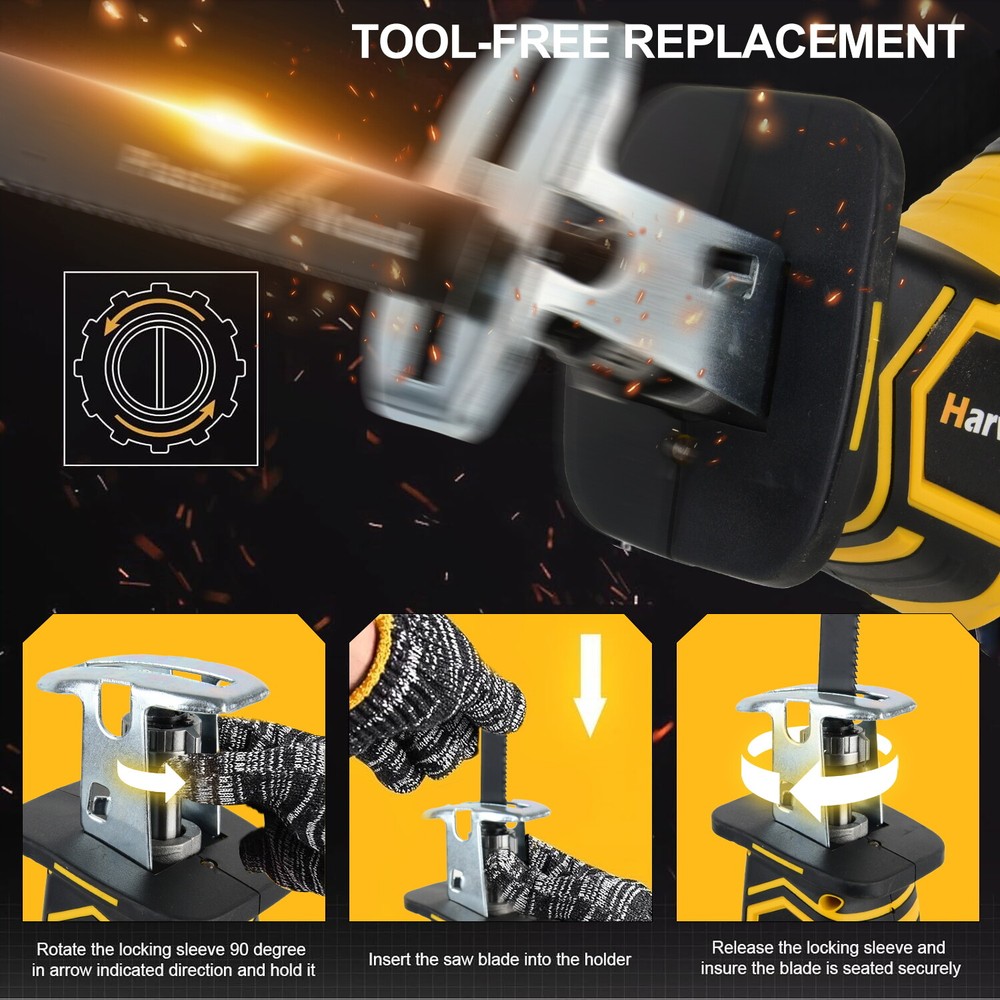 Brushless Cordless Reciprocating Saw for Dewalt 20V Max Variable Speed Tool Only
