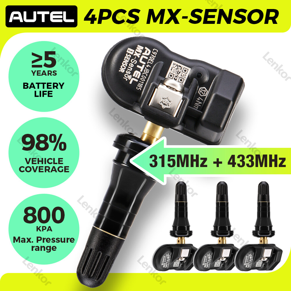 4* Autel TPMS MX-Sensor 2in1 315&433MHz Tire Pressure Sensor Programmable Rubber