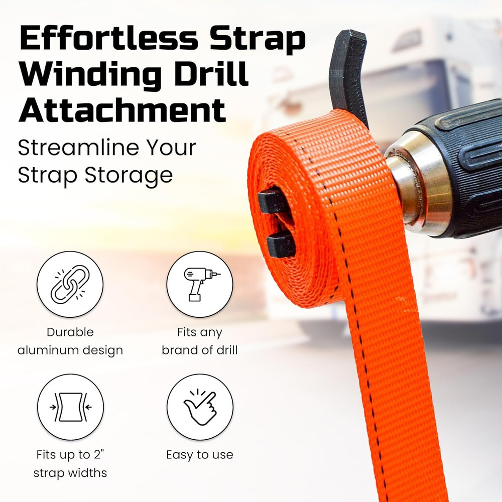 Ratchet Strap Winder Drill Attachment Strap Roller & Organizer