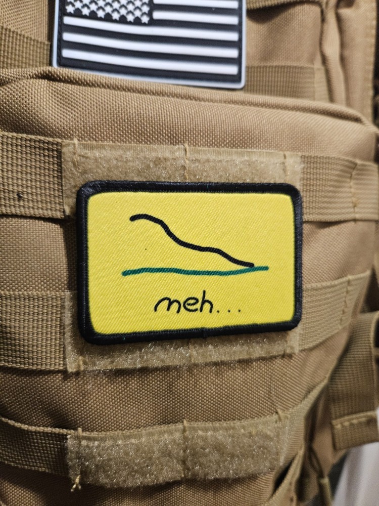 Meh badly drawn Gadsden flag meme 2"x3" hook & loop patch