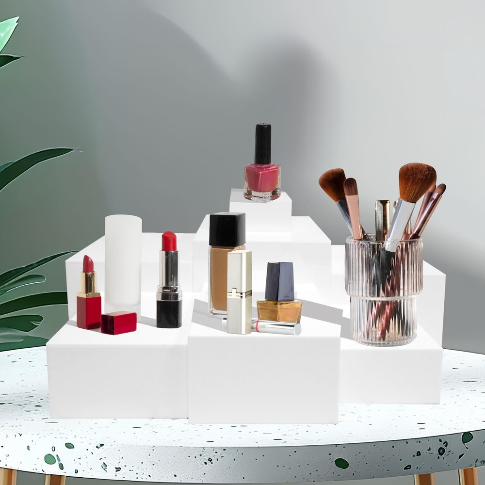 8 Pack Acrylic Risers for Display - Decorative Display Risers - White Acrylic...