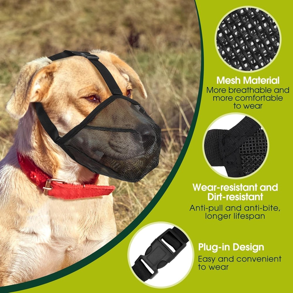 Adjustable Dog Muzzle Large Dogs Breathable Mesh Rubber Muzzles Anti-Dropping