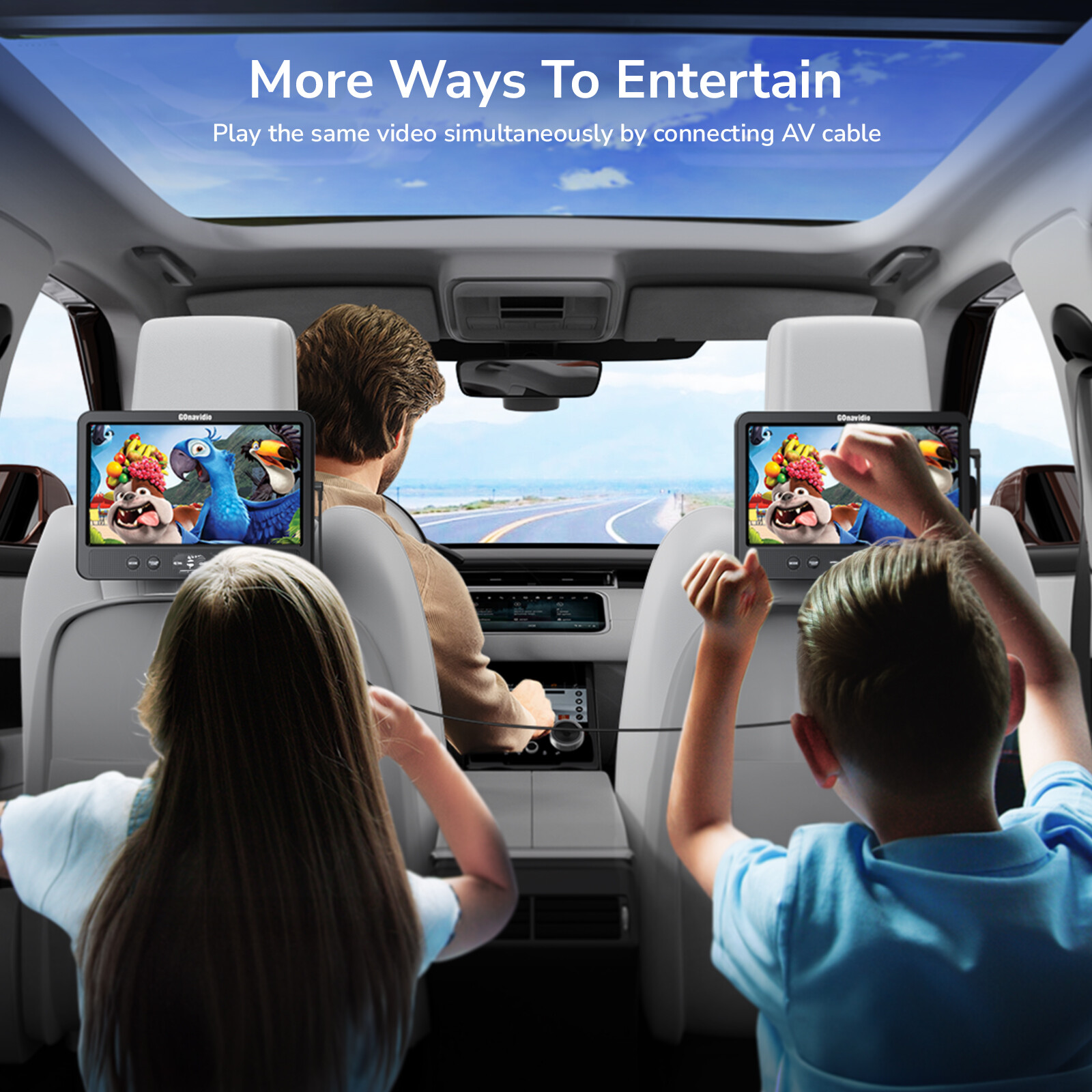 2x 10.5” Screen HD Car Headrest Monitor DVD Player for Kids USB HDMI w/ Headset