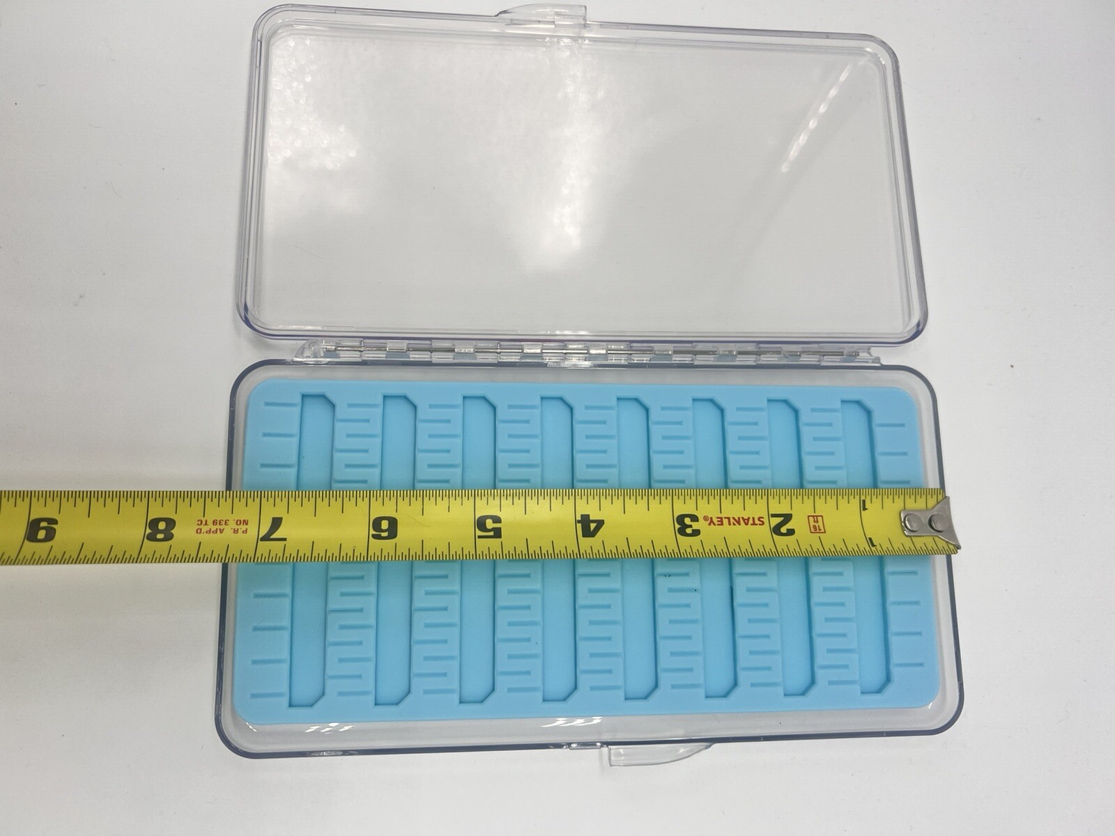 Large Thin Fly Box Silicone Slits, Clear Lid Horizontal or Vertical, Rainbow