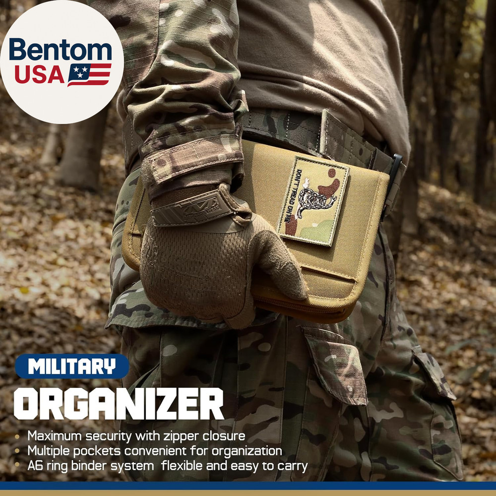 Tactical Notebook Padfolio Ring Binder - Refillable 6-Ring A6 Binder, Zip Hardco