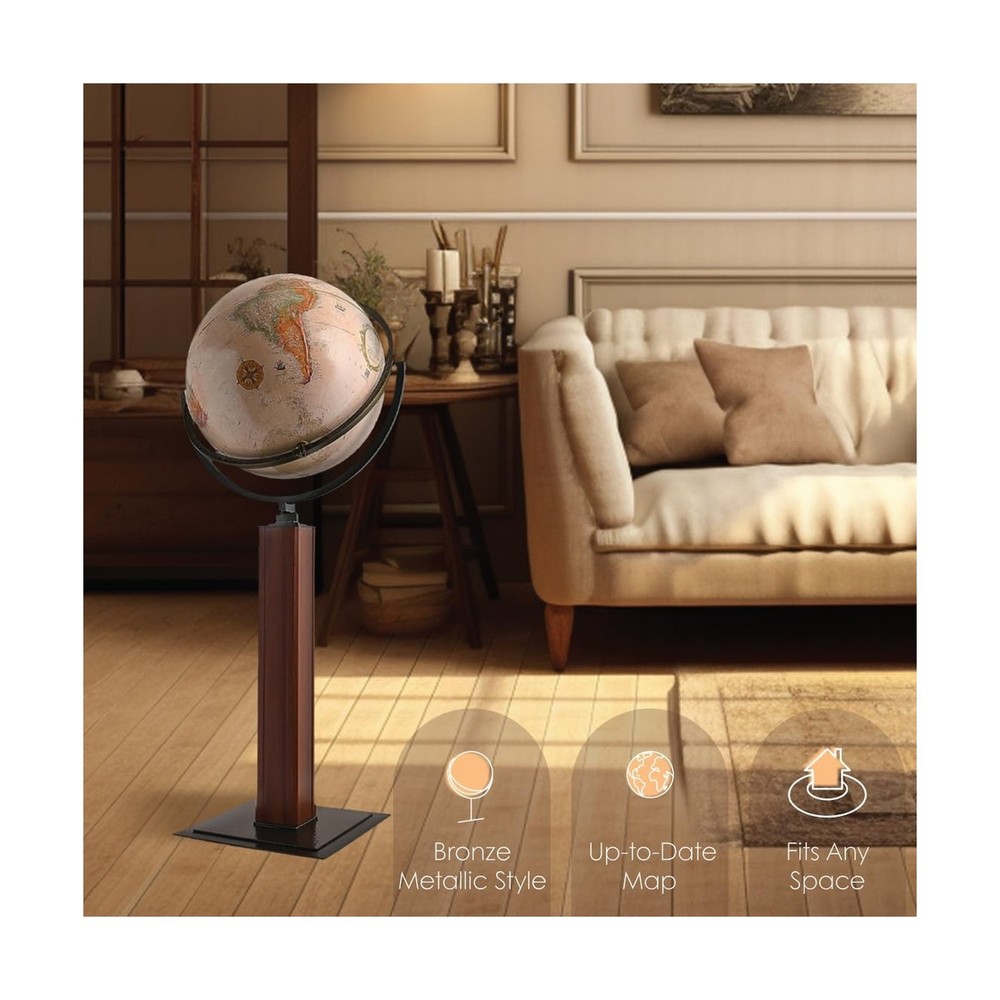 Waypoint Geographic Landen Globe, 16” Diameter Decorative Globe, Multi-Dir