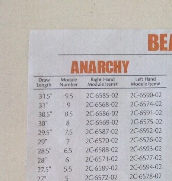Bear Carnage, Attack, Mauler, Assault, Anarchy Bow Modules- Draw Length Mods