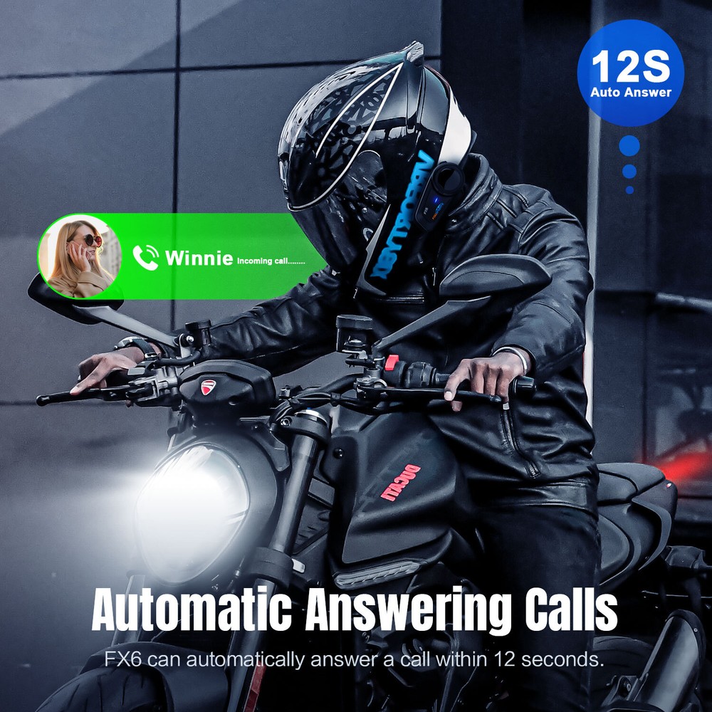 3x FX6 Motorcycle Intercom Helmet Bluetooth Headset 6 Riders Group Communication