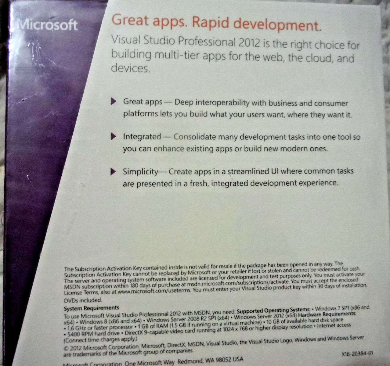 Visual Studio Ultimate 2012 with MSDN, SKU 79D-00276, Full Retail Version Sealed