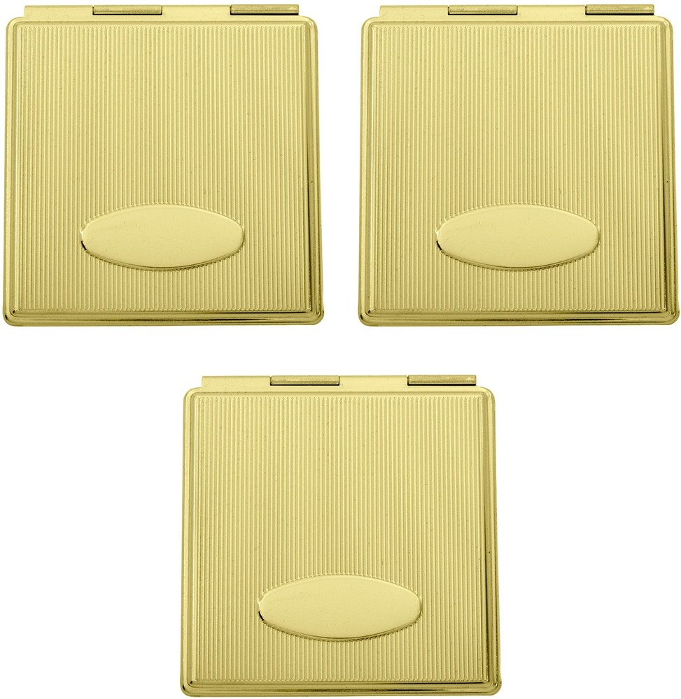 Set of 3 Large Square Grooved Pattern Double Sided Compact Mirrors