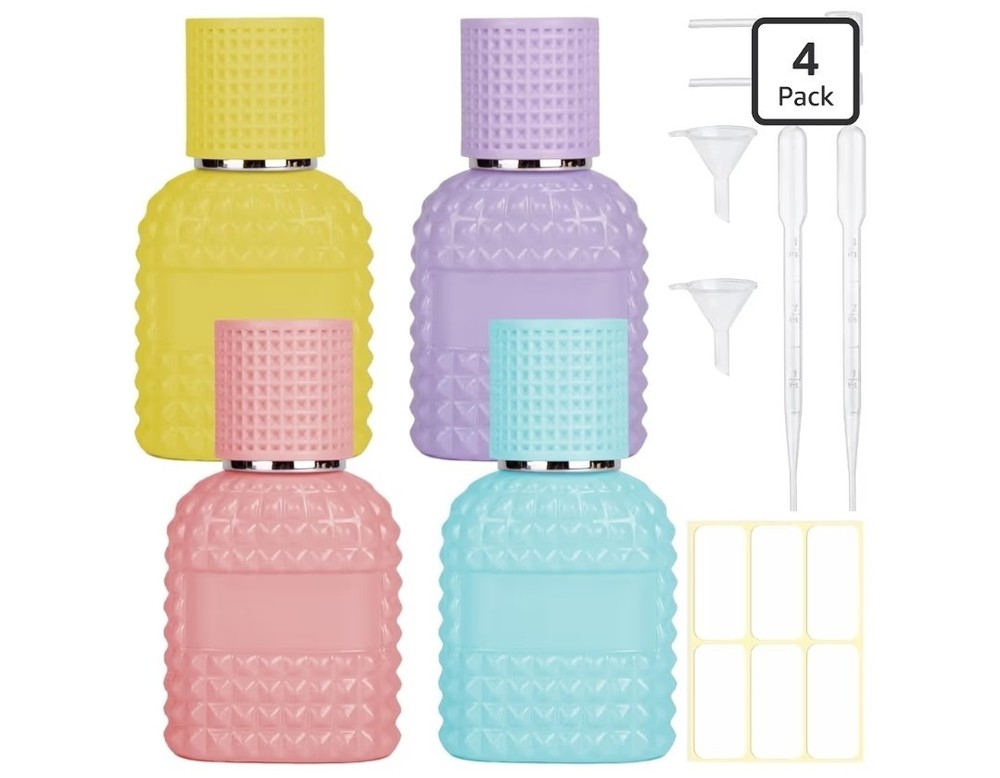 4 Pack 30ml Perfume Spray Bottles Empty, Refillable Glass Fine Mist Atomizer,...