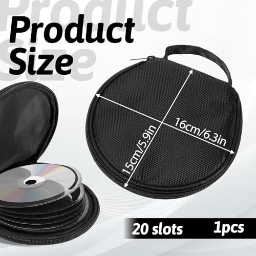 Black 20 Capacity CD/DVD Case Holder Portable CD Storage Organizer, Small