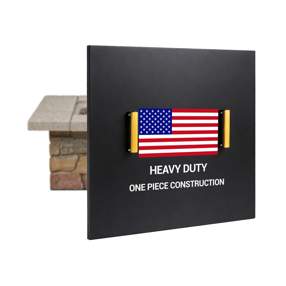 Febtech -28" Square Fire Pit Snuffer Lid - Carbon Steel FirePit Pan Lid for 2...