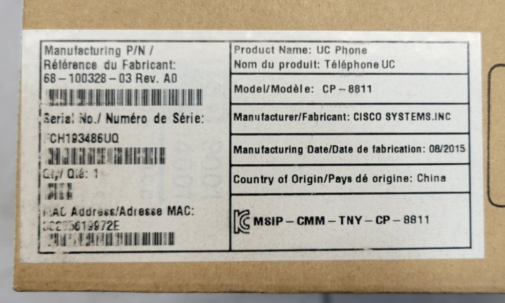 Cisco IP Phone 8811 - OPEN BOX