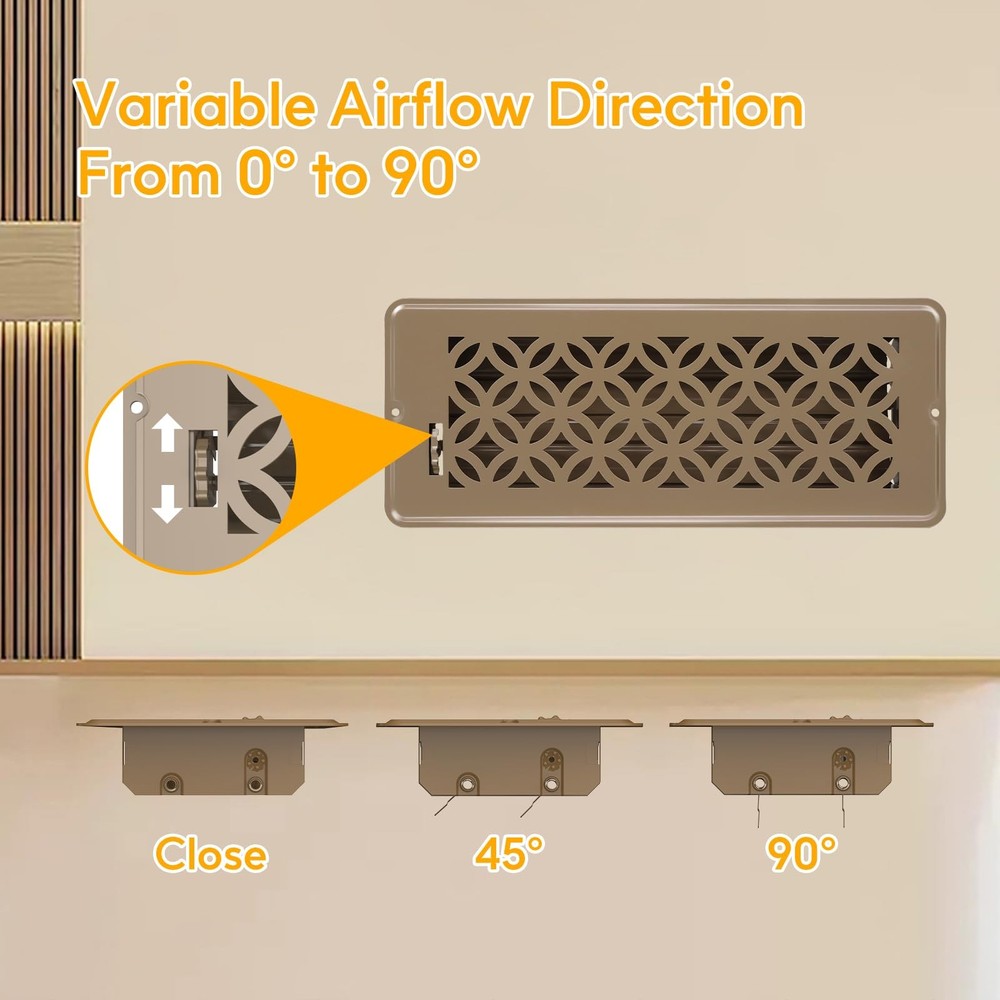 Floor Vent Covers, Floor Register 4x12, 2 Pack Adjustable Decorative Vent Covers