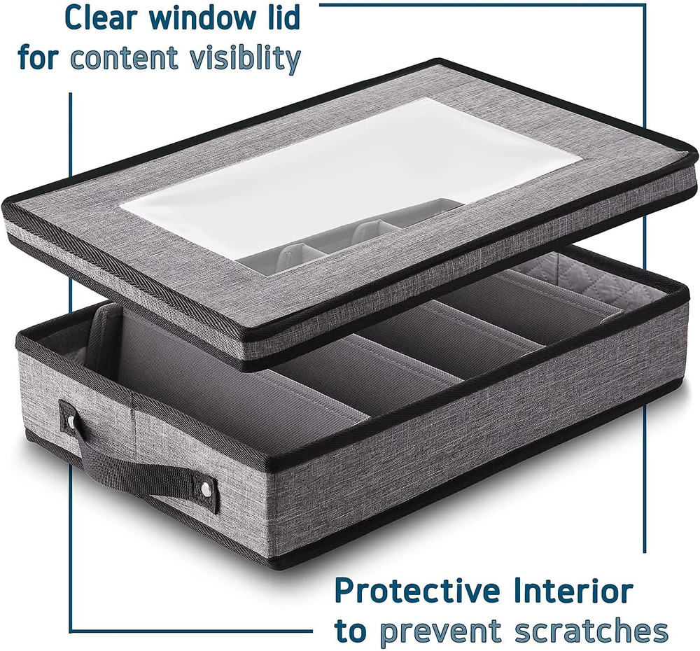 Flatware & Utensil Storage Durable Silverware Storage Box with Padded Dividers
