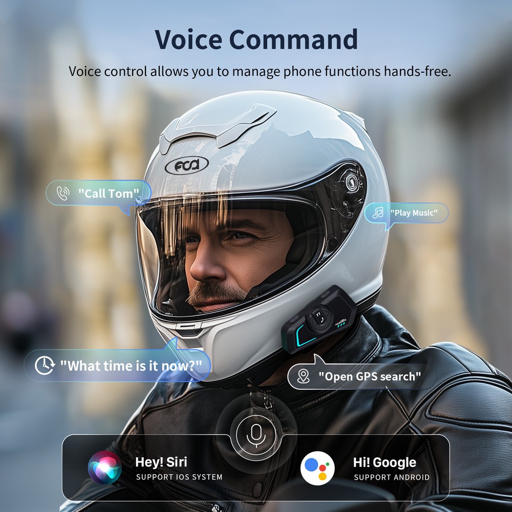 T1 Motorcycle Intercom Bluetooth Helmet Headset 2-way 1km Communication +Sticker