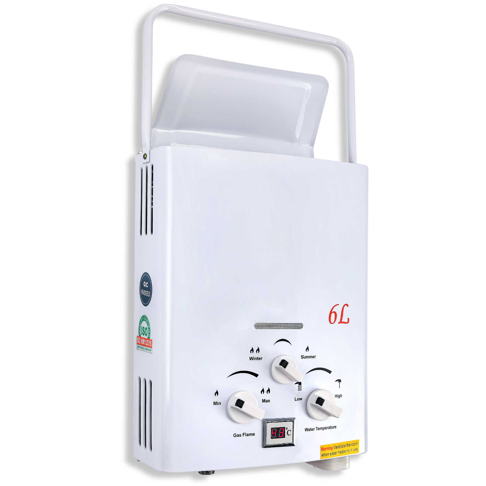 Portable LPG Propane Gas Hot Water Heater 6L Tankless Instant Boiler Outdoor RV