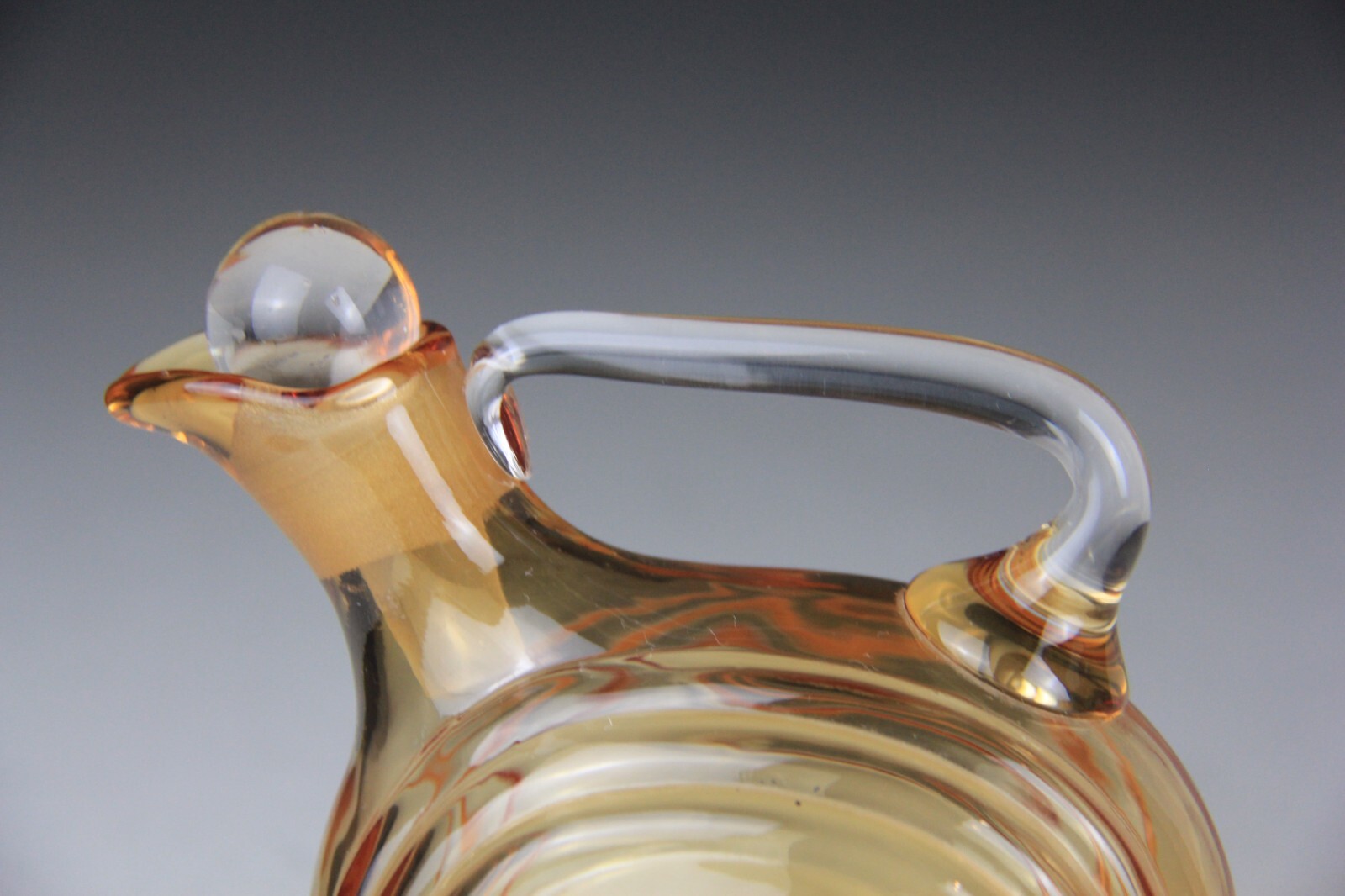 Scarce Cambridge Glass Amber Nautilus Decanter w/6 Small Cordials Tumblers