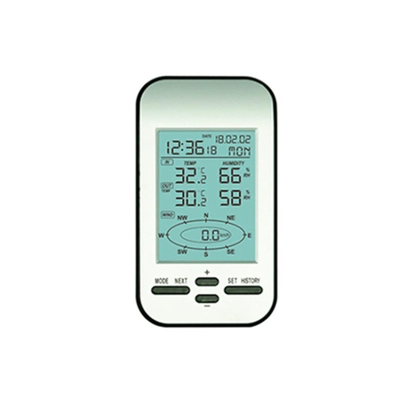 Wireless Weather Station Clock Dual Mount Wind Sensor LCD Outdoor Wind Speed
