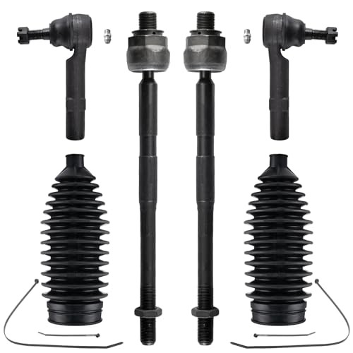 - 6pc Front Tie Rod Ends 4 Inner & Outer Tie Rod Ends 2 Boots Kit Replacement