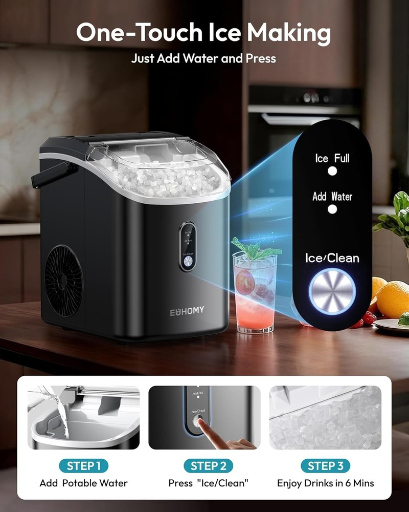 Nugget Ice Maker 38 lbs Day Black Countertop