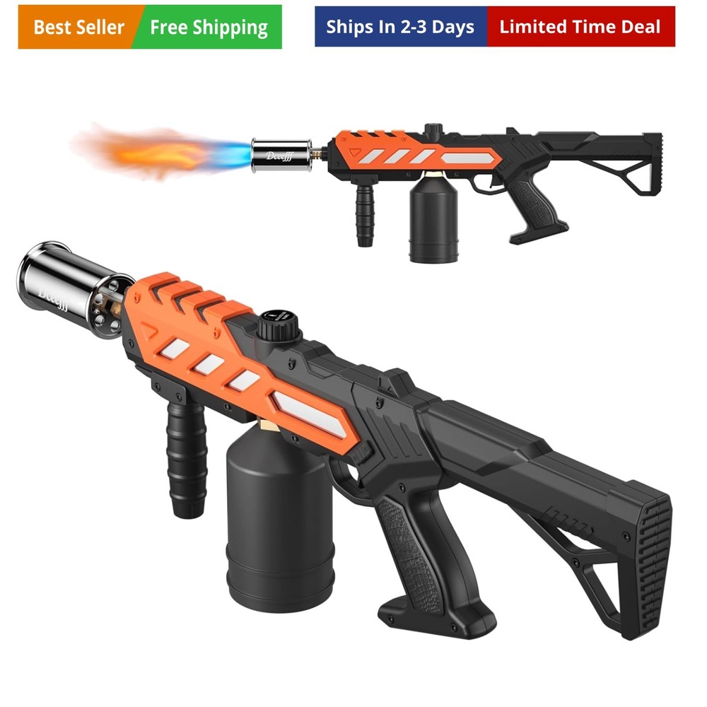 Powerful Propane Torch Gun, Adjustable Flame Thrower Gun, Kitchen Torch with ...