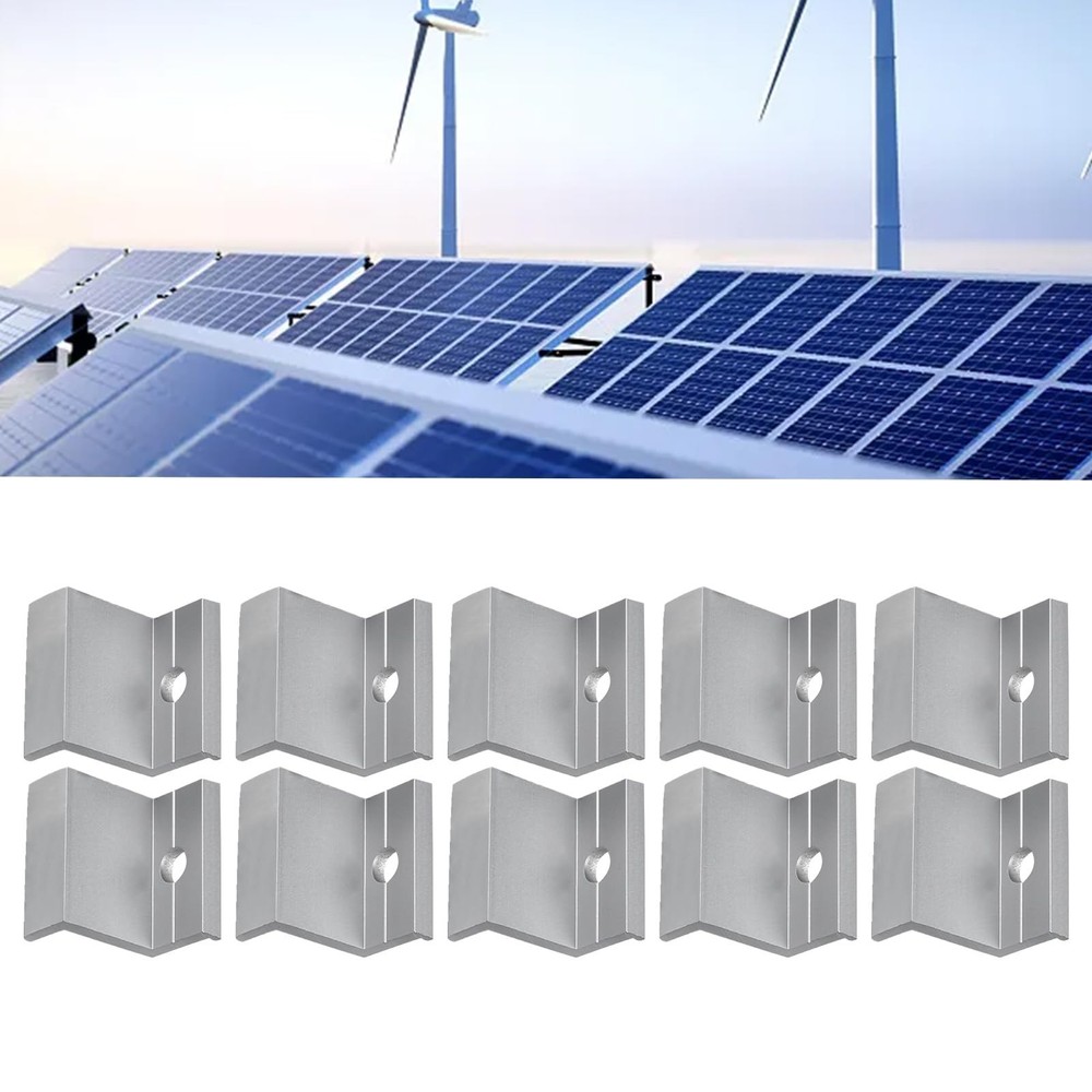 10 Pcs Aluminum Solar Panel End Clamps Mounting Hardware Kit PV Module Frame ...