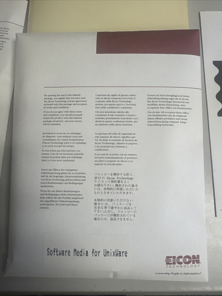 EICON TECH SOFTWARE MEDIA FOR SCO UNIX & UNIXWARE + USER'S GUIDE (#149)