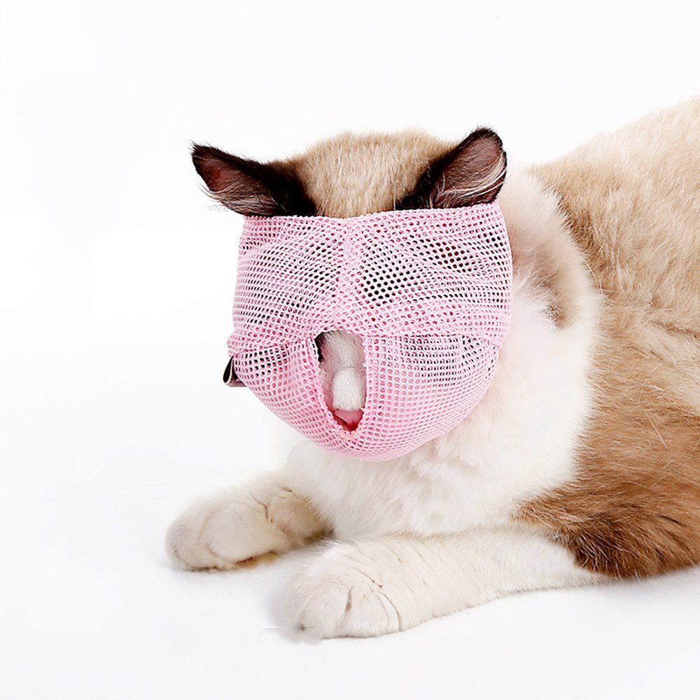 Breathable Mesh Cat Muzzles Prevent Cats Kitten from Biting Chewing, Small