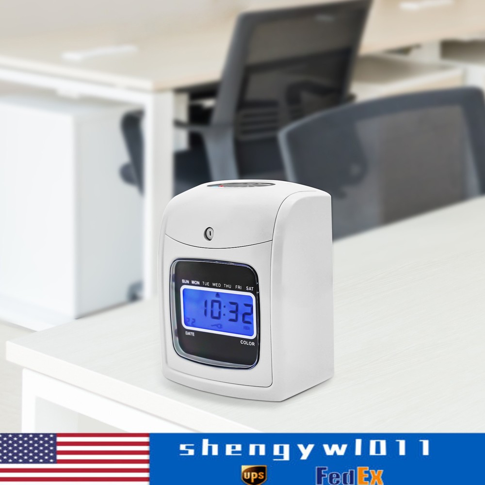 Time Clock Punch Card Employee Attendance Machine LCD Display Check- in Machine