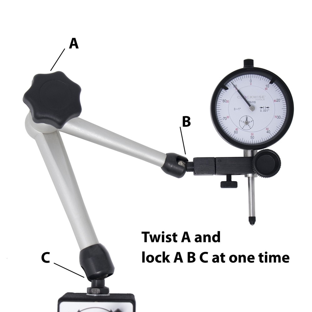 Clockwise Tools Dial Indicator with Magnetic Base Holder Stand, DIMR-0105...