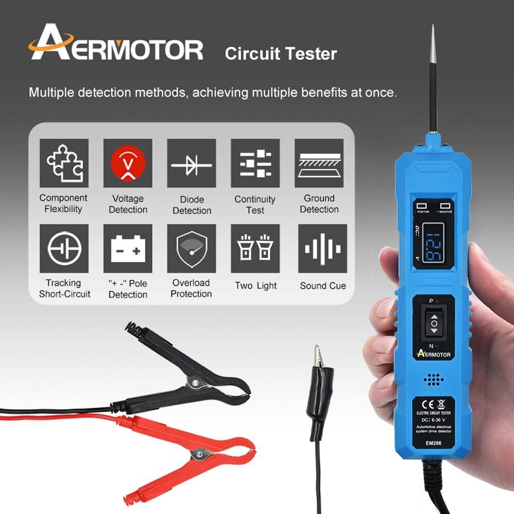6-36V Automotive Digital Power Probe Circuit Electrical Tester Device System