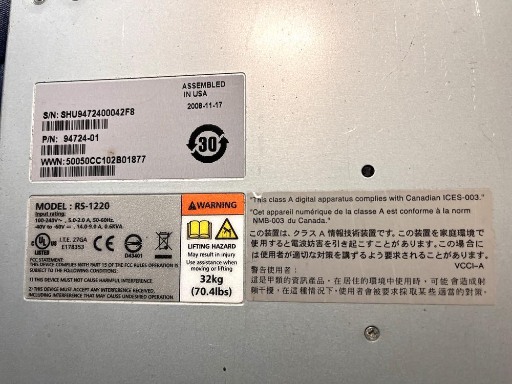 Xyratex RS-1220-x Storage Disk Array Tested & Working!