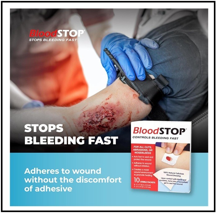 Bloodstop Hemostatic Dressing Controls Bleeding Fast10 Count