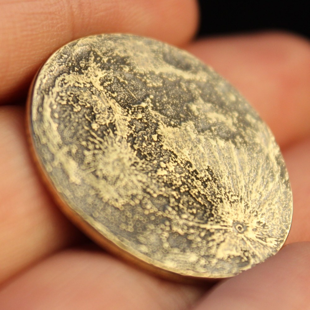 1" solid brass moon coin
