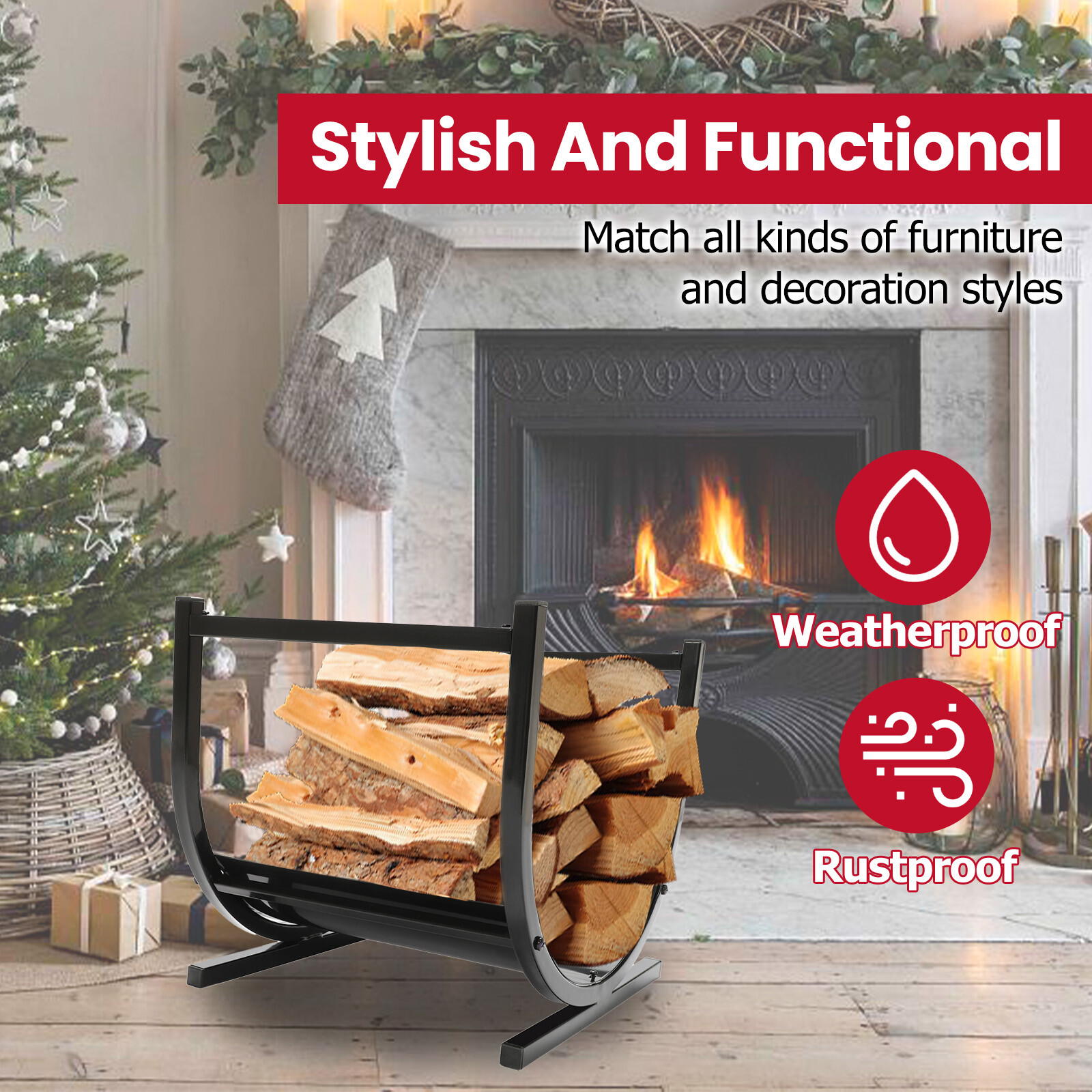 Metal Firewood Rack Log Holder Wood Storage Organiser Stand Fireplace Wood