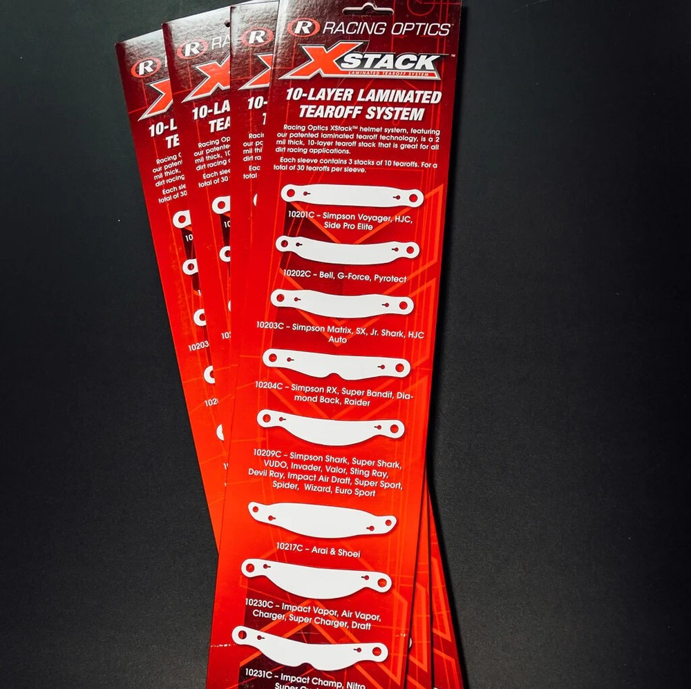 Racing Optics XStack Helmet Visor Tear Offs (Specify Design, and Quantity)
