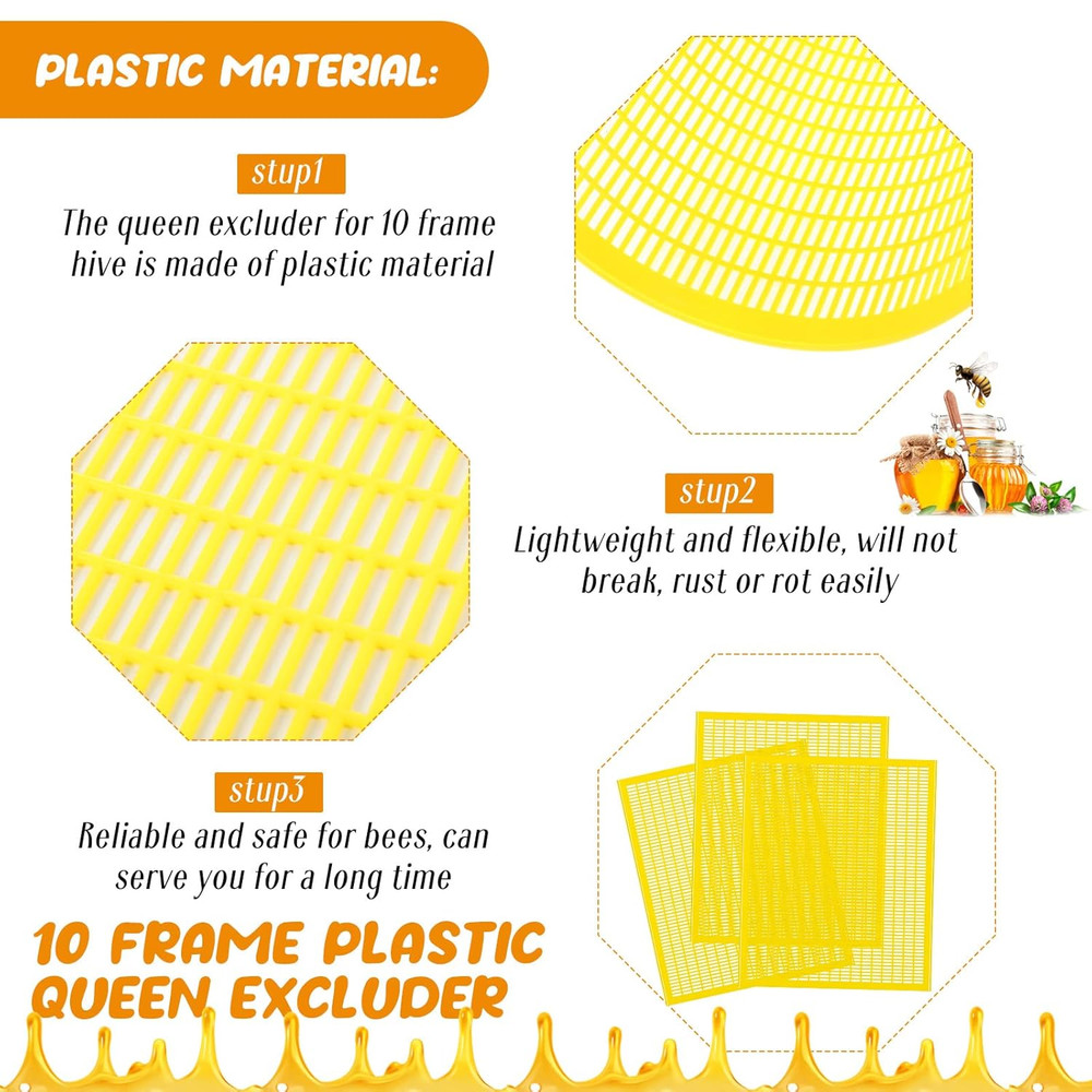 20-Pack Plastic Queen Bee Excluders for 10 Frame Beekeeping Hives