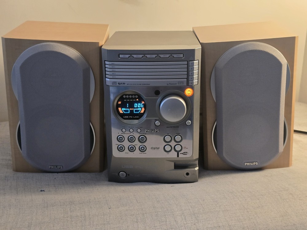 Philips MCM530 Micro Shelf System 5-CD Changer USB PC Link MP3 - Excellent!