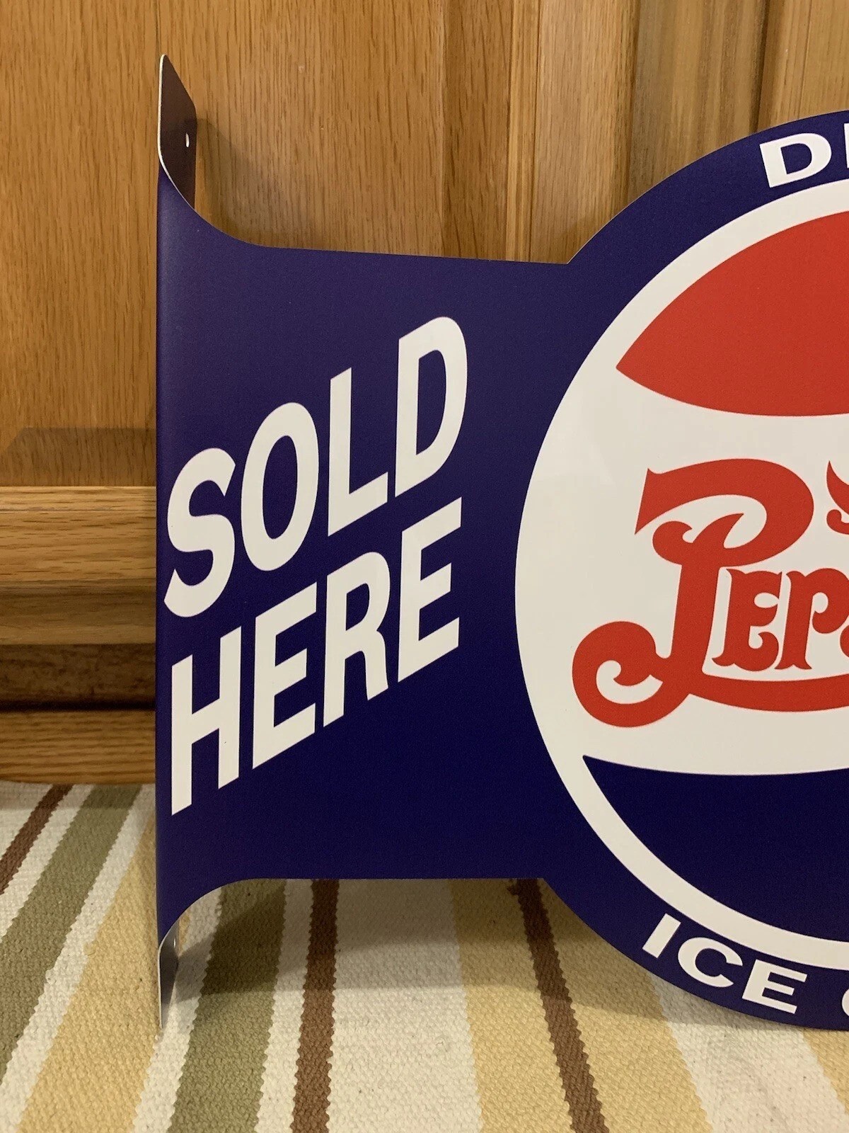 Pepsi Cola Soda Pop Large Flange Metal Sign, Garage Man Cave | Free Shipping