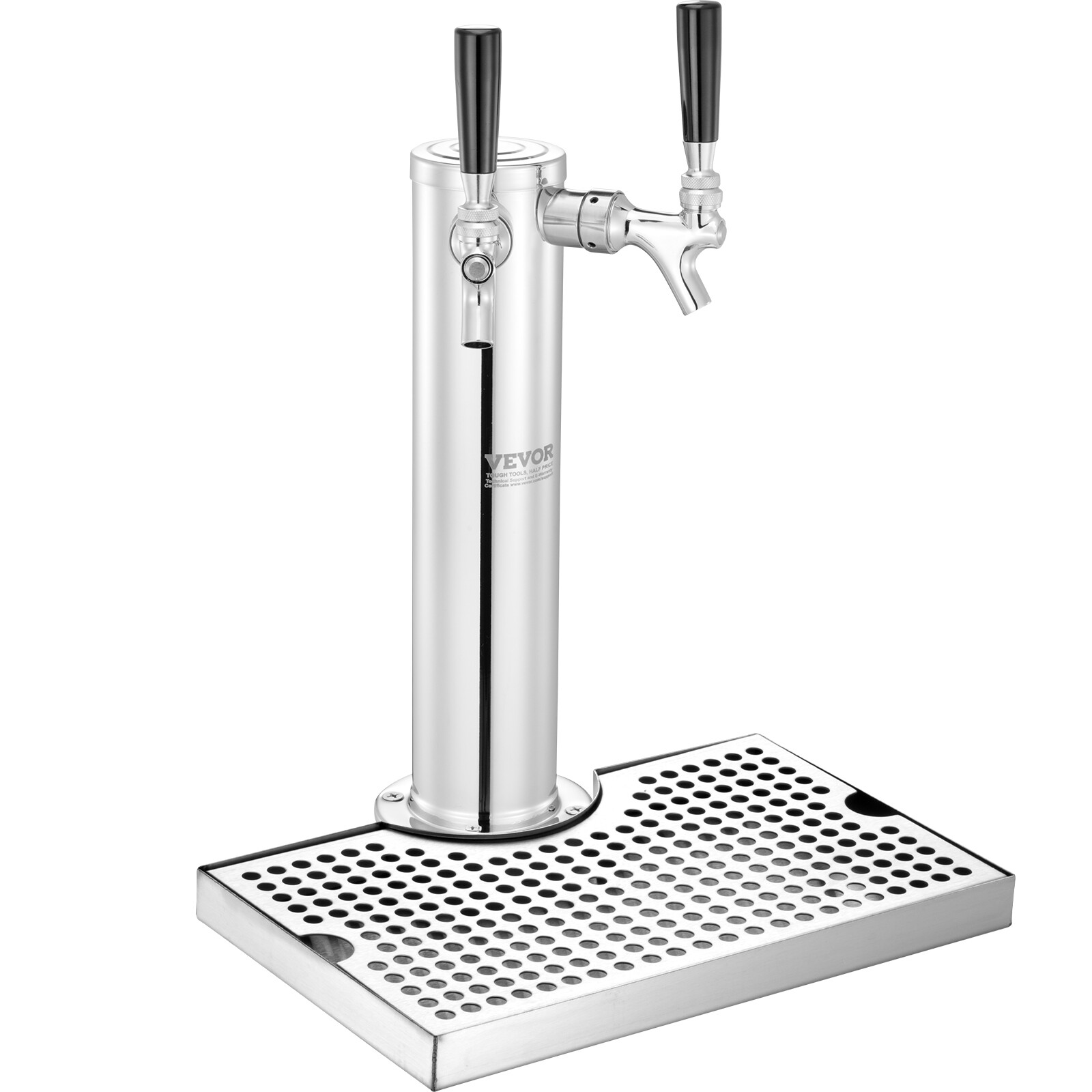 VEVOR Kegerator Tower Kit Double Taps Beer Conversion Kit with Beer Drip Tray