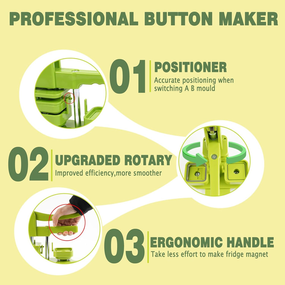 DIY Square Button Maker Kit with 100 Supplies - No Installation Needed!