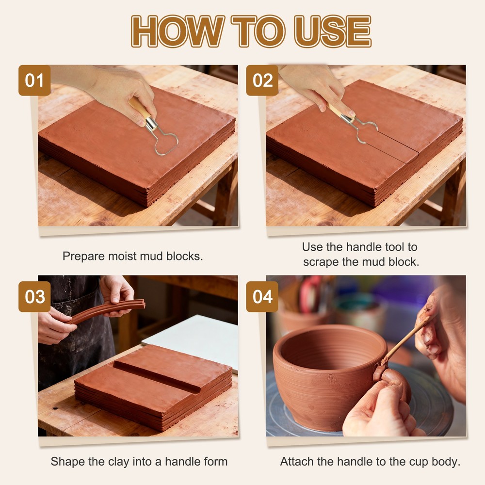 Pottery Handle Making Tool, Scraper Pottery Carving Tool (Flame Shape)