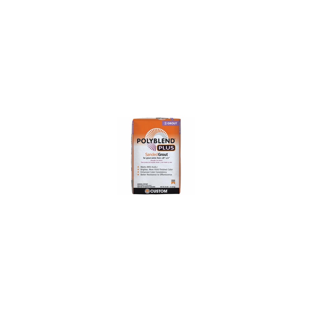Custom Building Products PBPG38225 Polyblend Plus Sanded Grout, Bone, 25 Lb. -