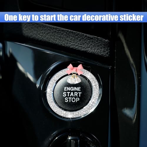 Bling Diamond Car Engine Start Stop Button Decoration Ring - Bling Ring White